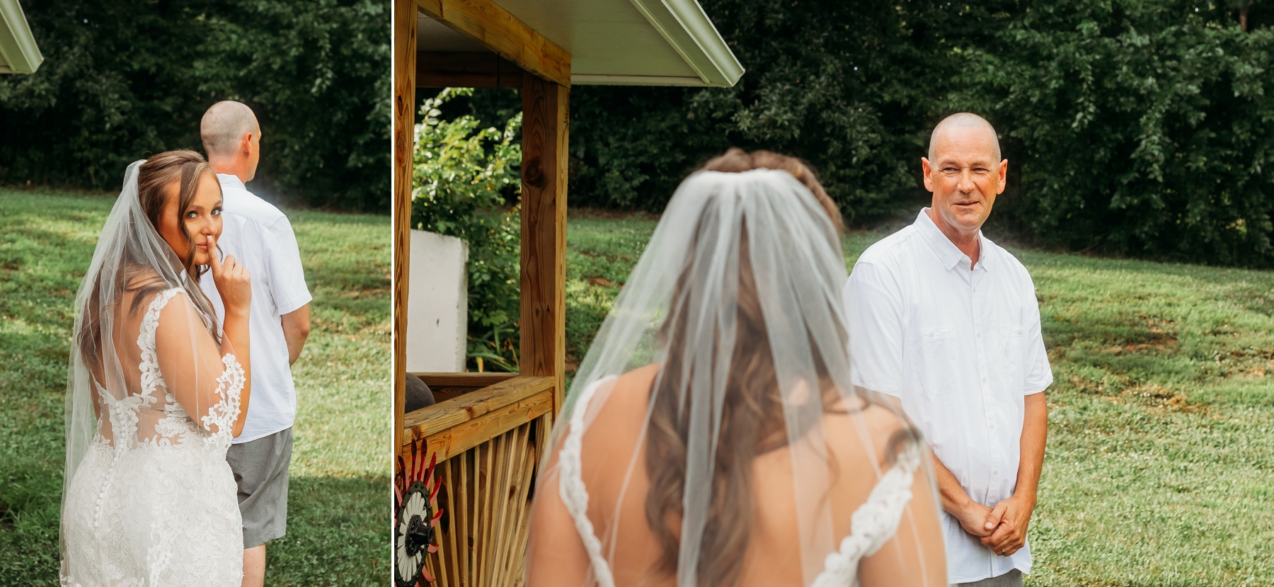 backyard wedding photography bates city missouri bride and groom brittany jewell photography father daughter first look