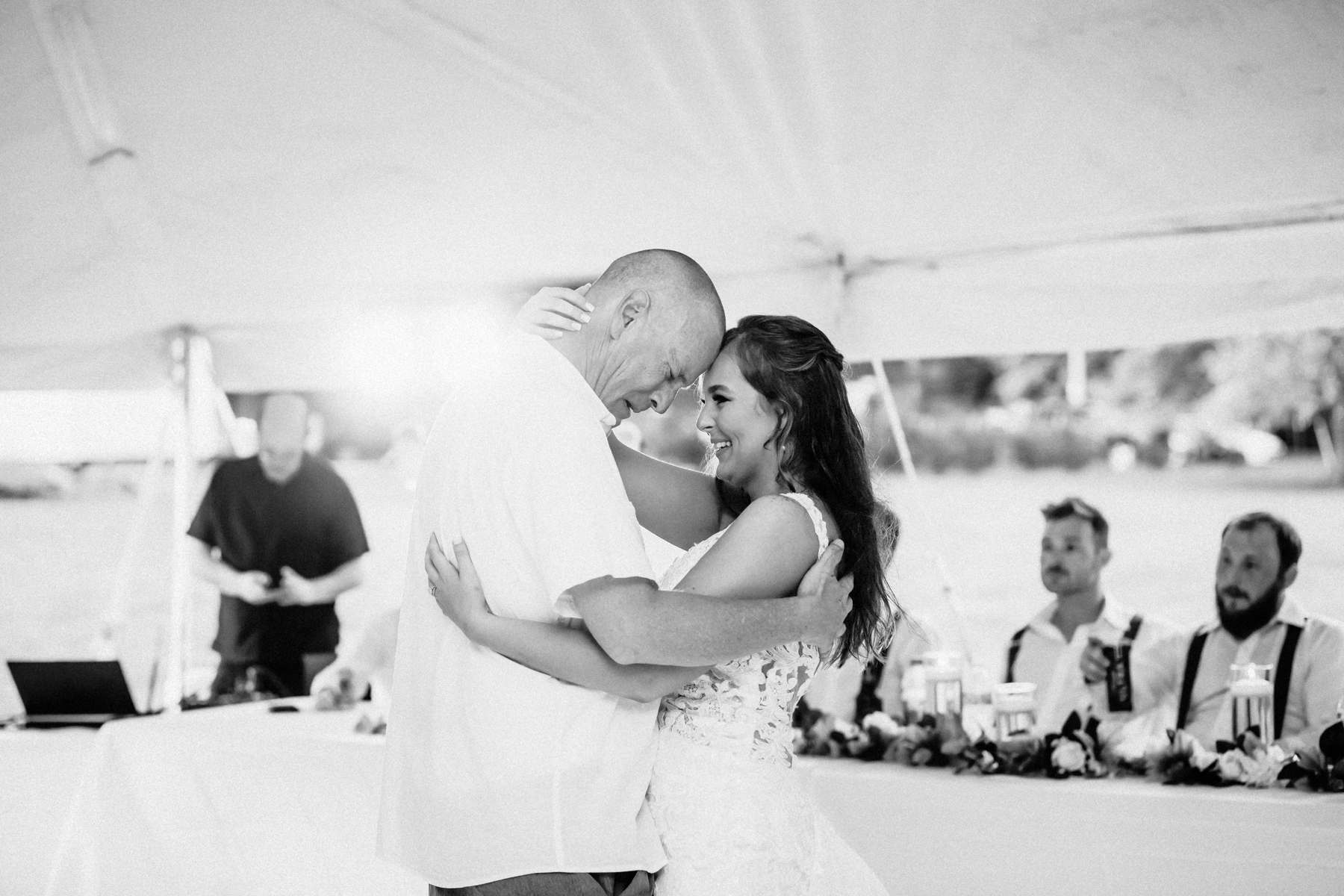 backyard wedding photography bates city missouri bride and groom brittany jewell photography father daughter dance reception white tent