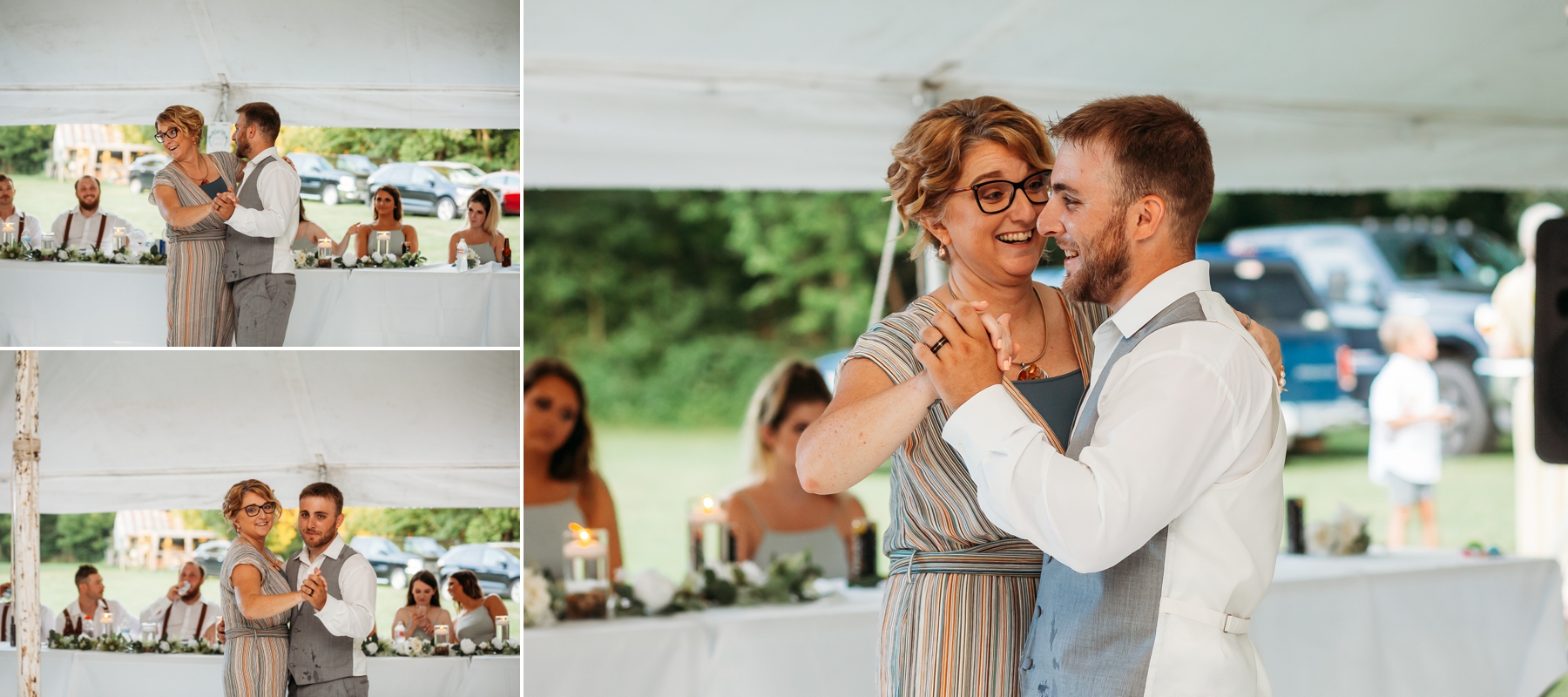 backyard wedding photography bates city missouri bride and groom brittany jewell photography mother son r dance reception white tent