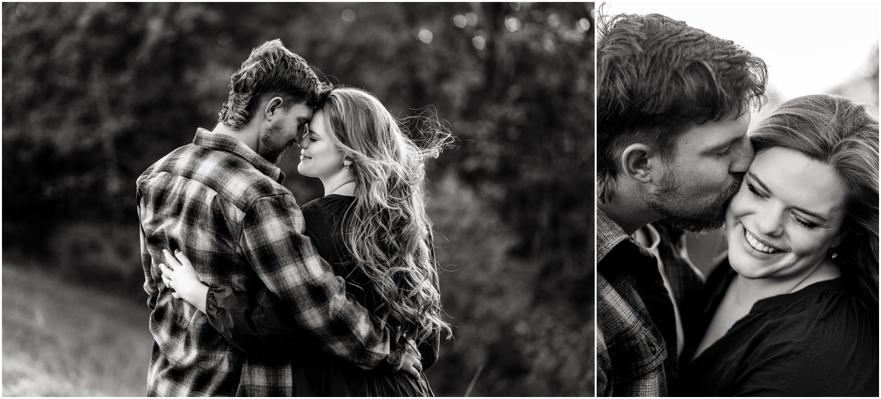 Faith and Stephen during their fall engagement session at Knob Noster State Park with Brittany Jewell Photography, surrounded by vibrant autumn foliage and scenic landscapes.