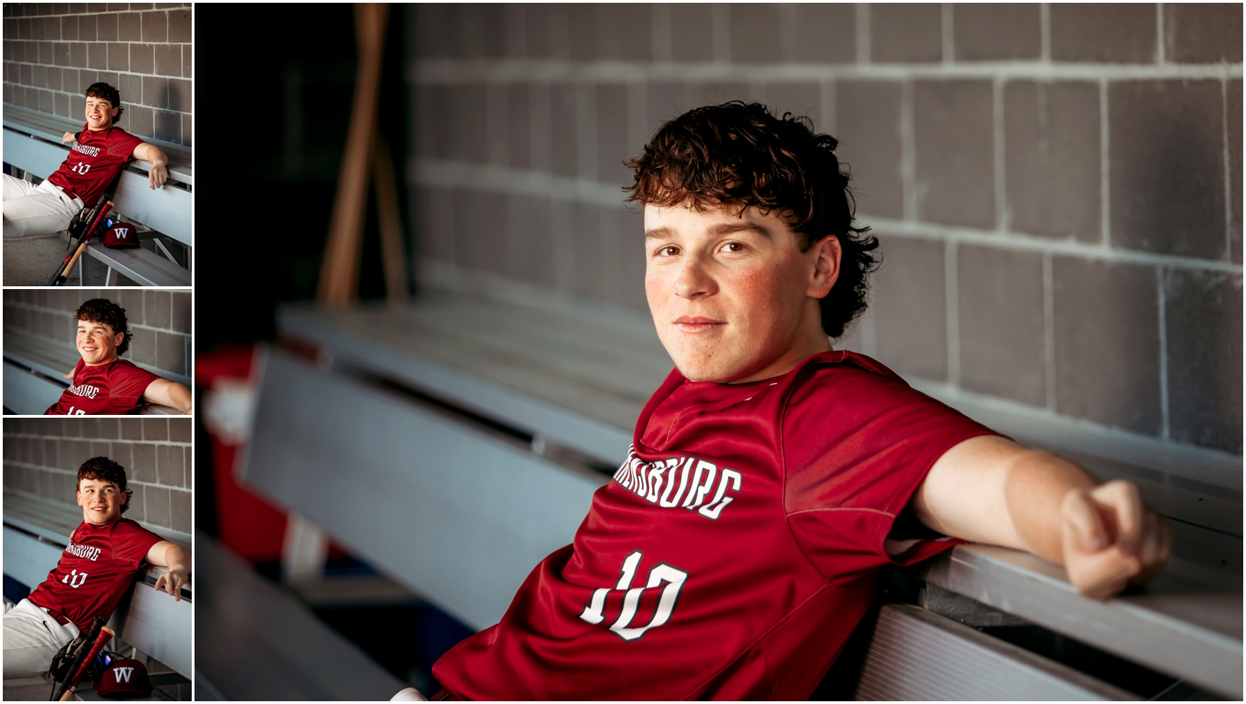 Warrensburg senior portraits of Ryan, featuring a blend of natural and sports settings with creative lighting effects, captured at Pertle Springs and WHS Baseball Field.