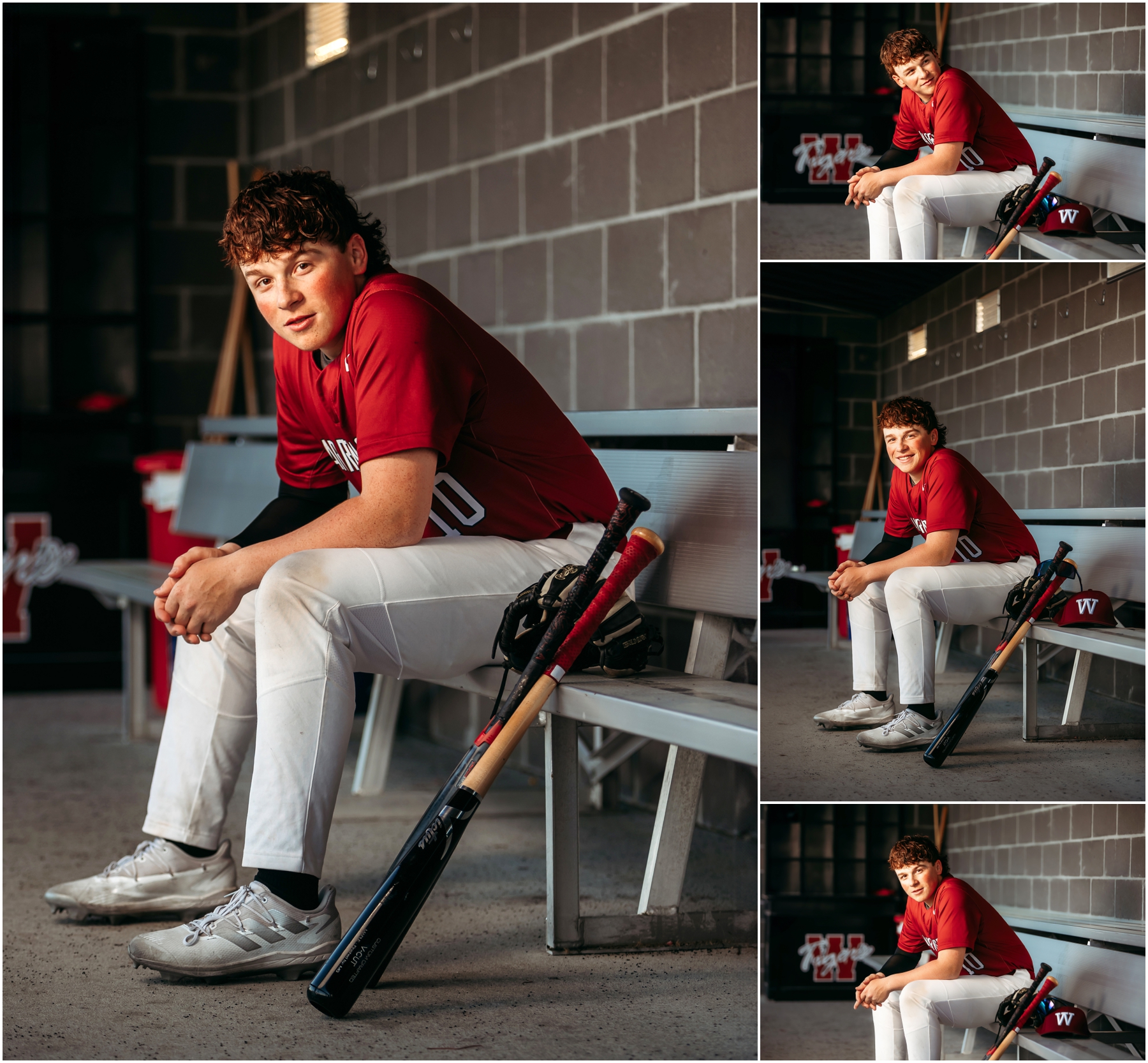 Warrensburg senior portraits of Ryan, featuring a blend of natural and sports settings with creative lighting effects, captured at Pertle Springs and WHS Baseball Field.